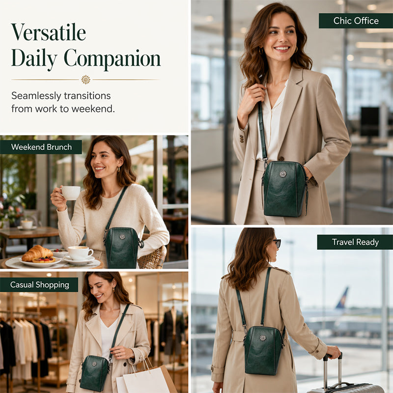 Waxed Leather Phone Crossbody – Ultra-Light & Dual-Compartment Design