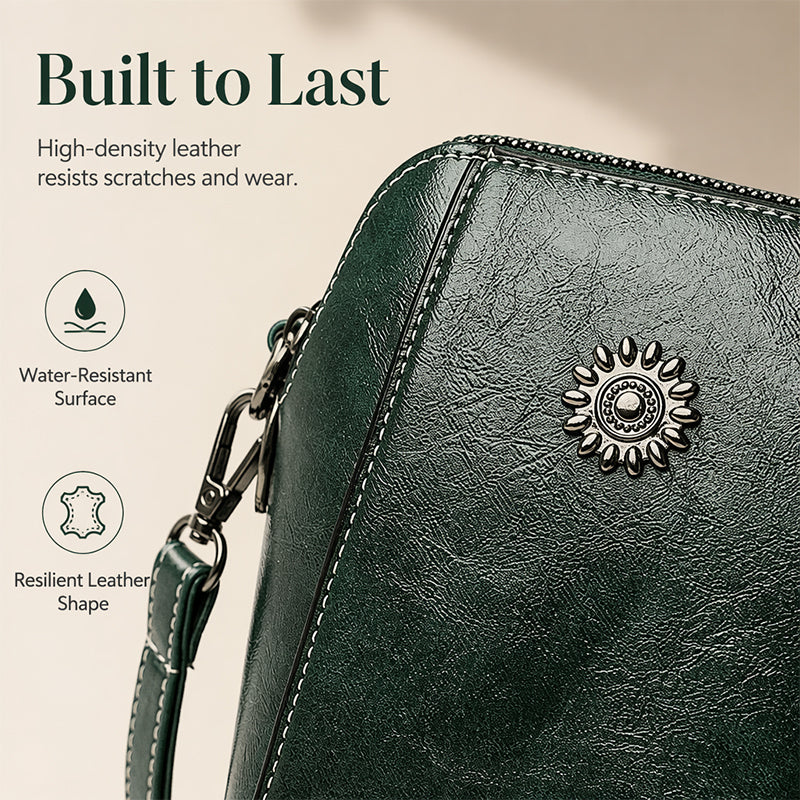 Waxed Leather Phone Crossbody – Ultra-Light & Dual-Compartment Design