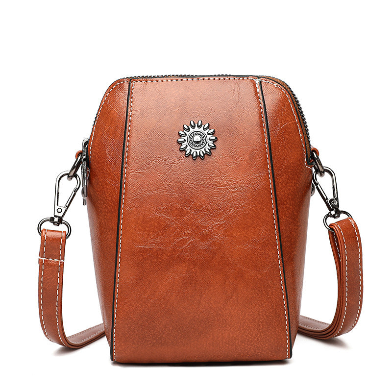 Waxed Leather Phone Crossbody – Ultra-Light & Dual-Compartment Design