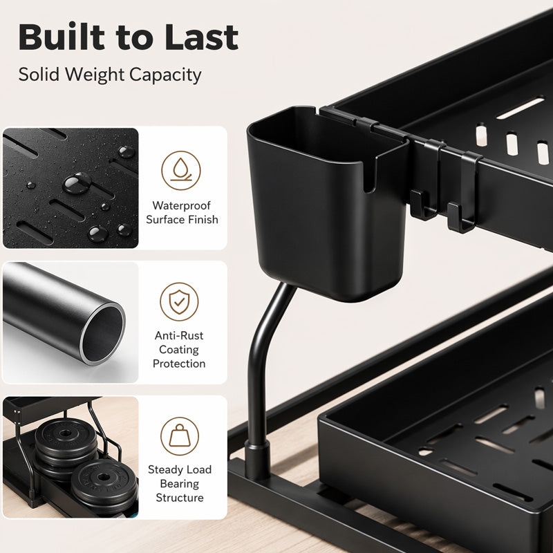 🔥2026 hot sale🔥.2-Tier Pull-Out Under Sink Organizer.The kitchen, bathroom, and bedroom—these storage solutions help keep your home clean and tidy.