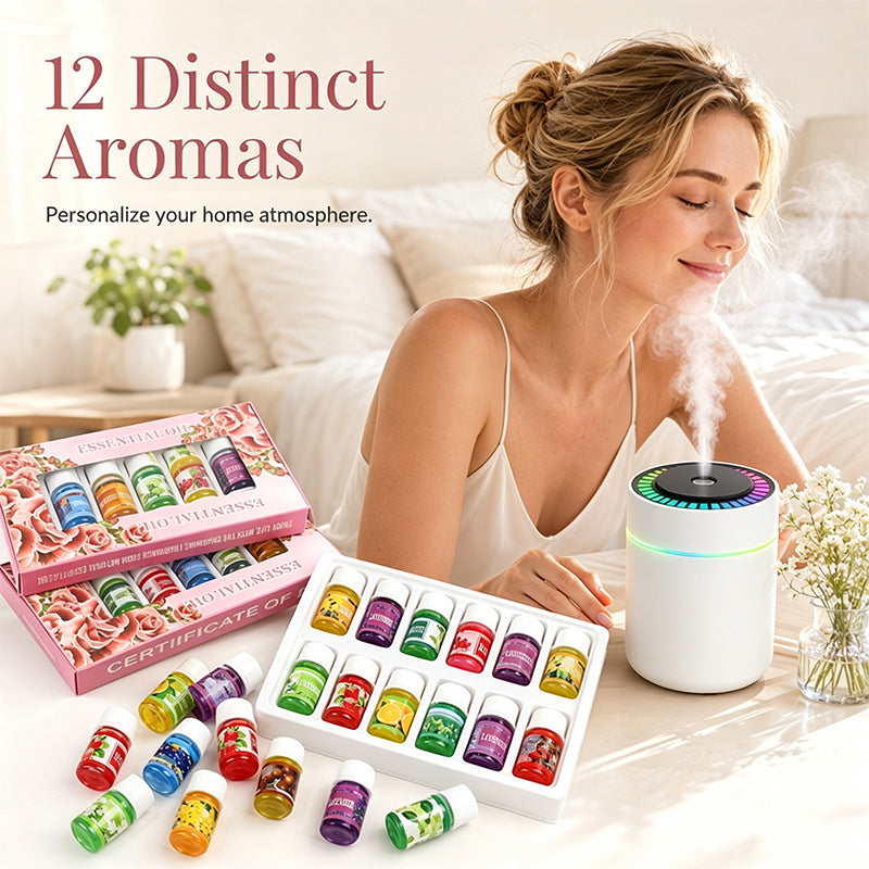 🔥Limited Time 50% Off！12-Scent Essential Oil Set – Water-Soluble & Diffuser-Ready Design