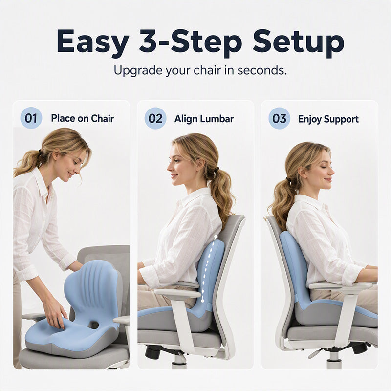 🎉 2026 Sale — Over 47,300 Sold!🪑 Ergonomic Memory Foam Seat Cushion with Back Support