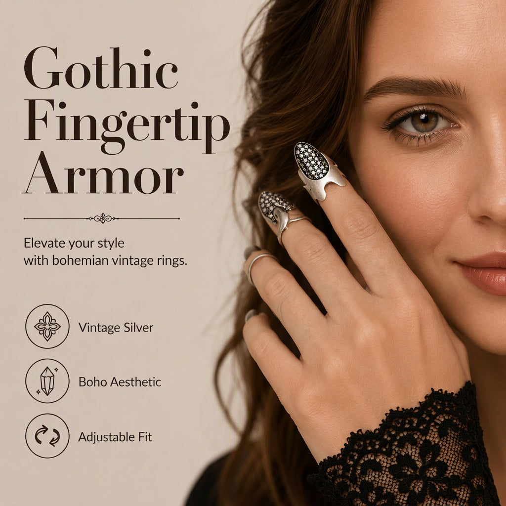 Gothic Fingernail Rings – Adjustable & Vintage Style Design
