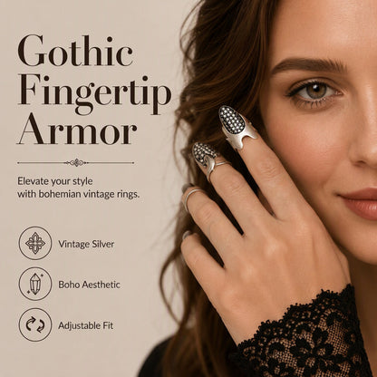 Gothic Fingernail Rings – Adjustable & Vintage Style Design
