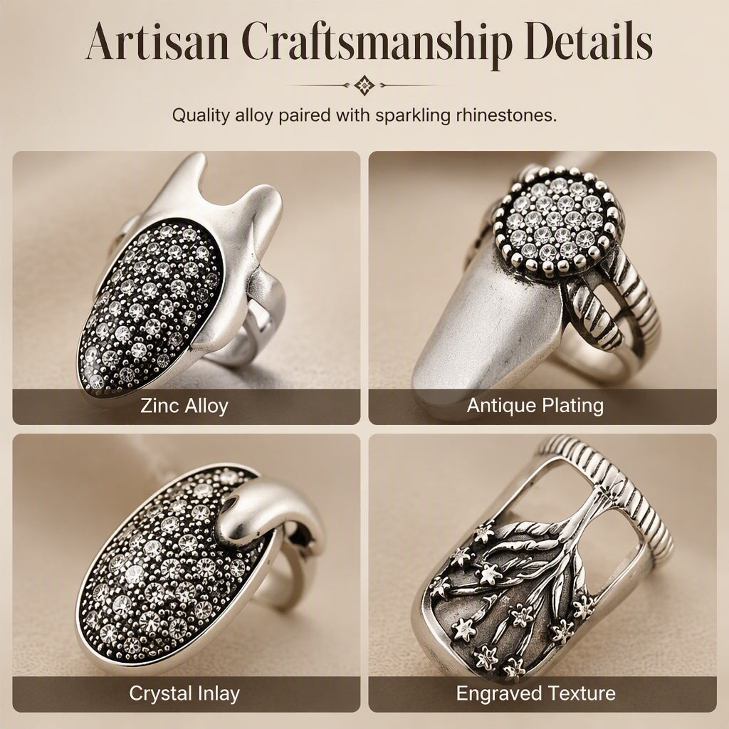 Gothic Fingernail Rings – Adjustable & Vintage Style Design