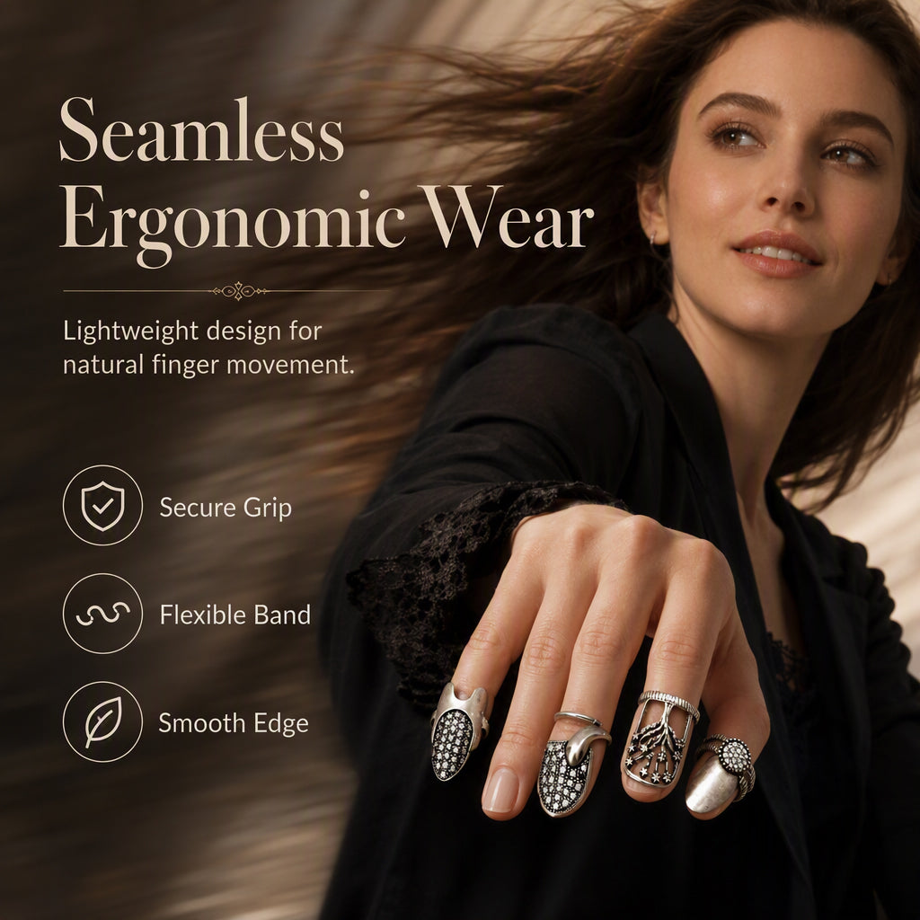 Gothic Fingernail Rings – Adjustable & Vintage Style Design