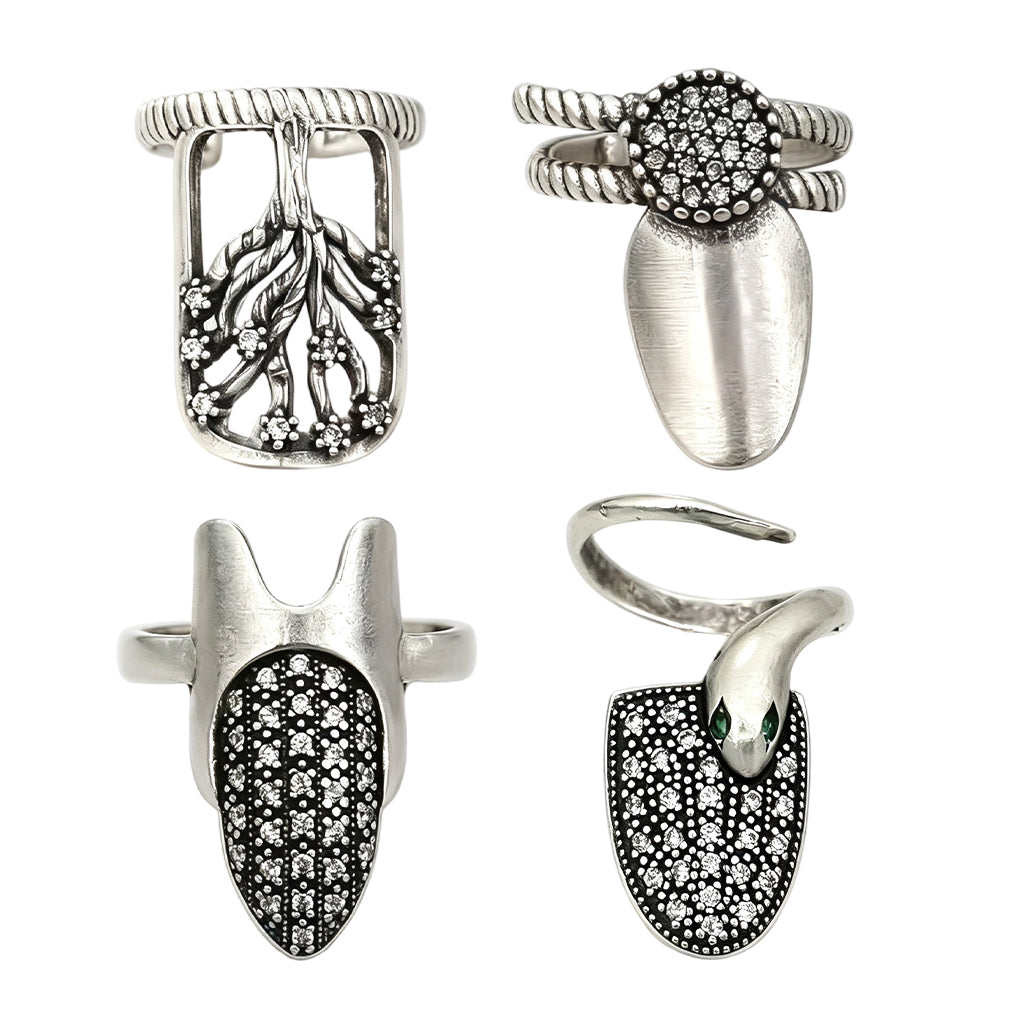 Gothic Fingernail Rings – Adjustable & Vintage Style Design