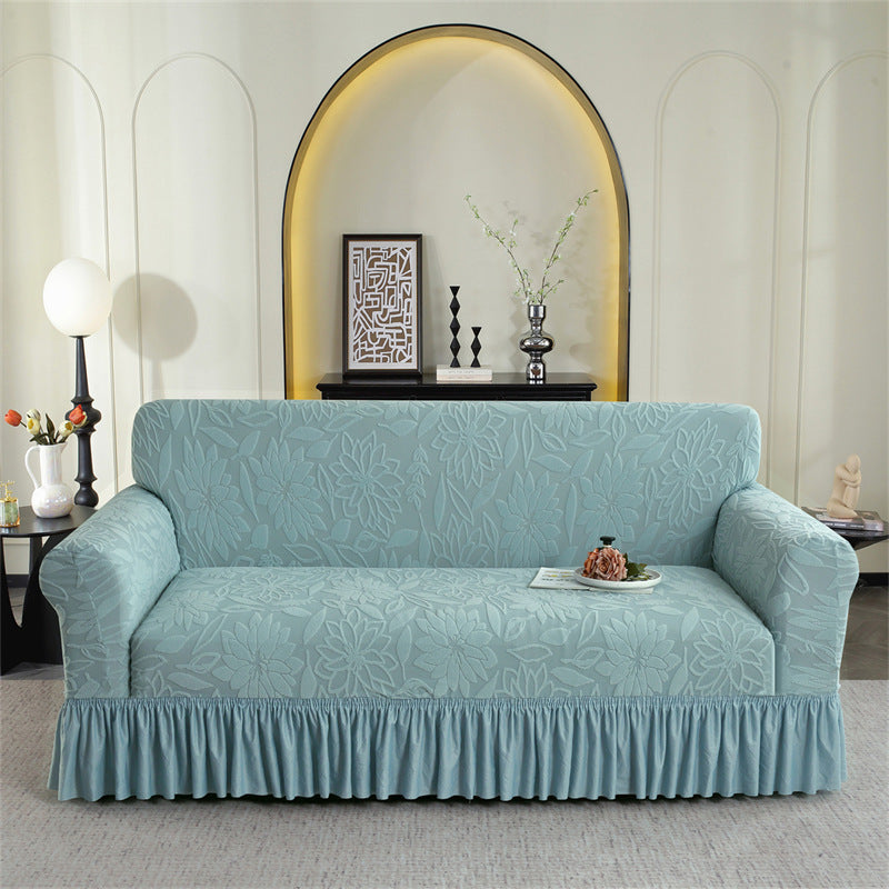 Refresh Old Sofa Instantly! Elastic Ruffle Jacquard Slipcover