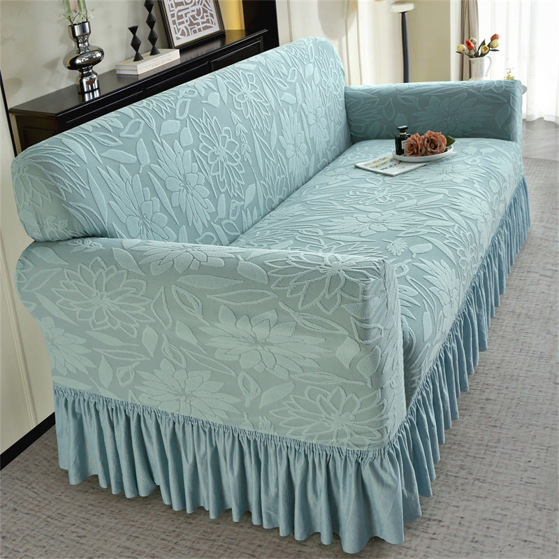 Refresh Old Sofa Instantly! Elastic Ruffle Jacquard Slipcover
