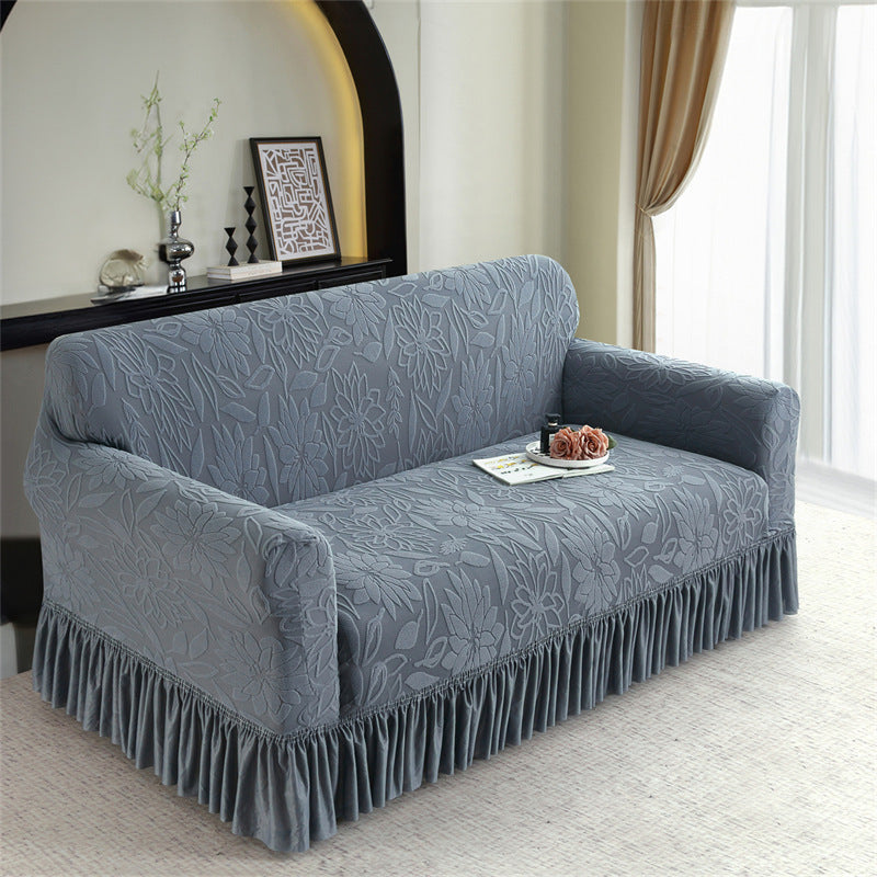 Refresh Old Sofa Instantly! Elastic Ruffle Jacquard Slipcover