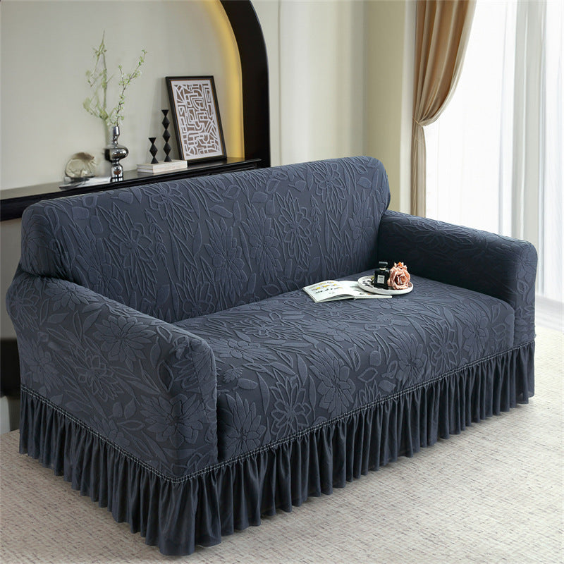 Refresh Old Sofa Instantly! Elastic Ruffle Jacquard Slipcover