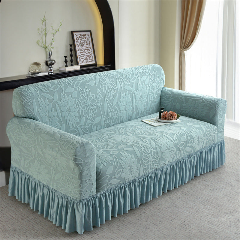 Refresh Old Sofa Instantly! Elastic Ruffle Jacquard Slipcover
