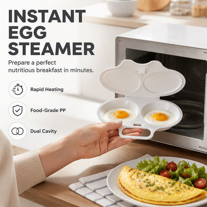 Limited-Time Offer📢Poach Eggs in Minutes! No-Oil Dual-Cavity Microwave Poacher