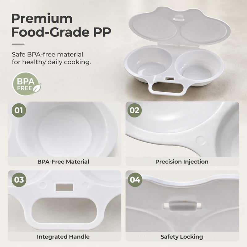 Limited-Time Offer📢Poach Eggs in Minutes! No-Oil Dual-Cavity Microwave Poacher