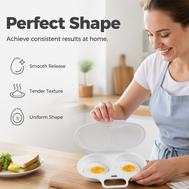 Limited-Time Offer📢Poach Eggs in Minutes! No-Oil Dual-Cavity Microwave Poacher