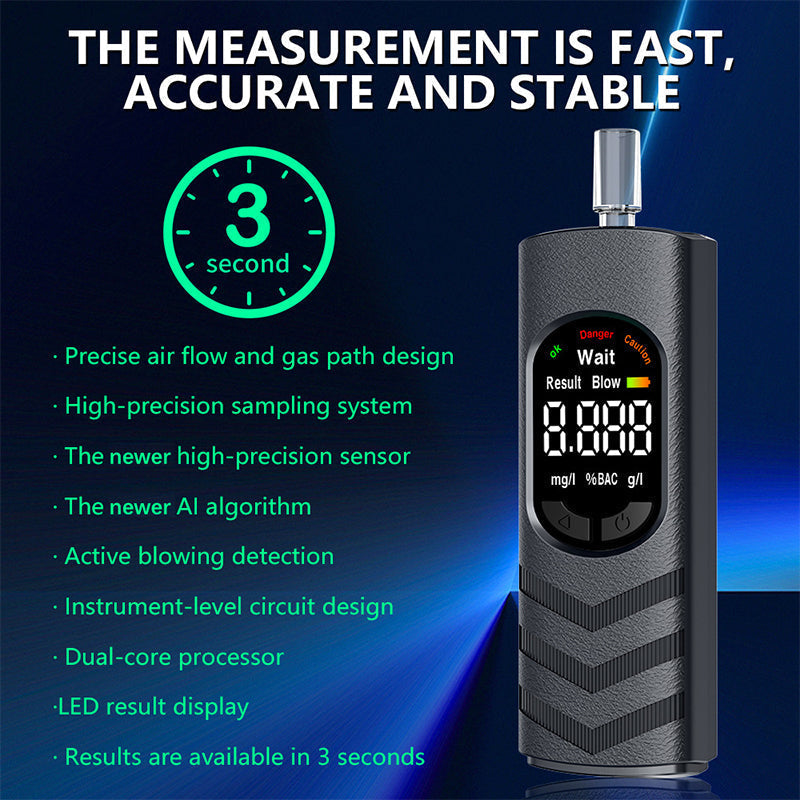 ⏳🔥LIMITED-TIME 50% OFF! ⏰Digital Breathalyzer – Voice Alert & USB Rechargeable Design, No More Risky Driving