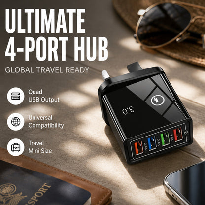 Charge 4 Devices Instantly! No-Overheat Fireproof USB Hub
