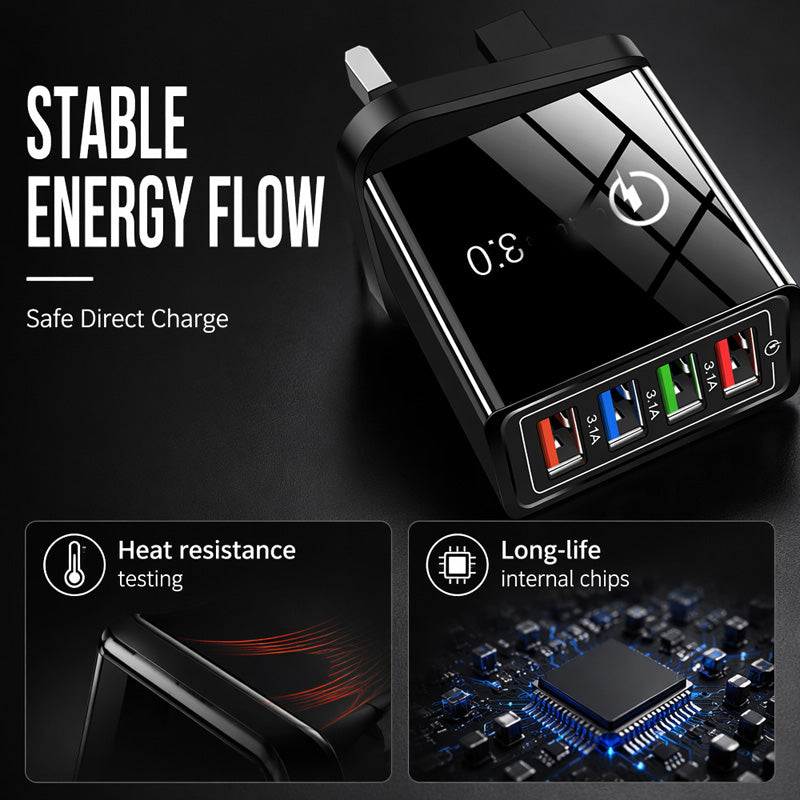 Charge 4 Devices Instantly! No-Overheat Fireproof USB Hub