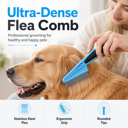 Remove Fleas Instantly! Ultra-Dense Stainless Steel Pet Comb