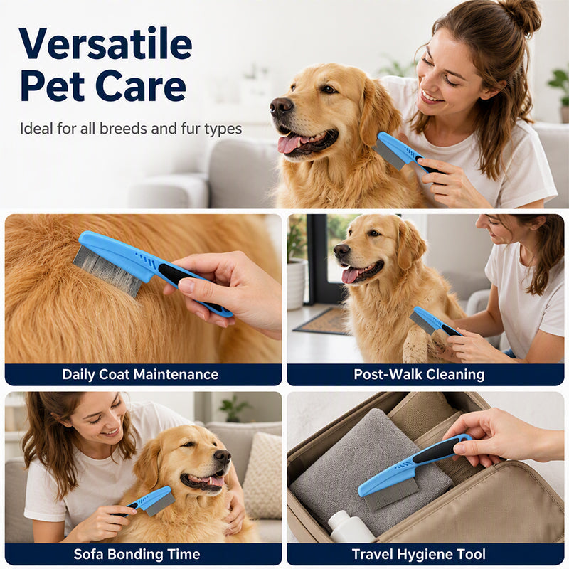 Remove Fleas Instantly! Ultra-Dense Stainless Steel Pet Comb