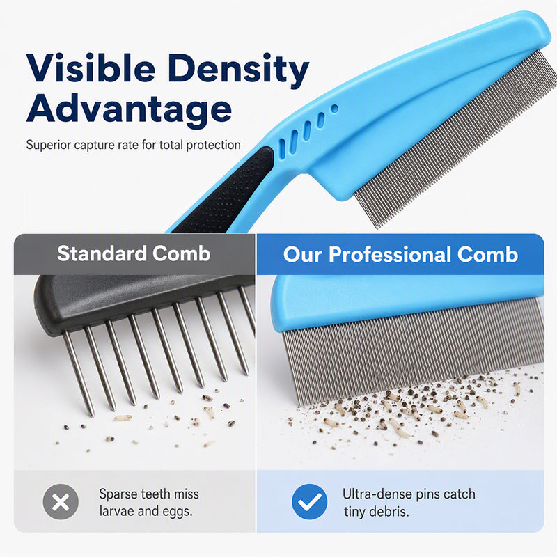 Remove Fleas Instantly! Ultra-Dense Stainless Steel Pet Comb