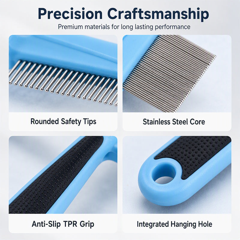 Remove Fleas Instantly! Ultra-Dense Stainless Steel Pet Comb