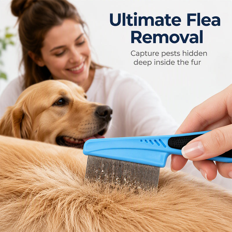 Remove Fleas Instantly! Ultra-Dense Stainless Steel Pet Comb