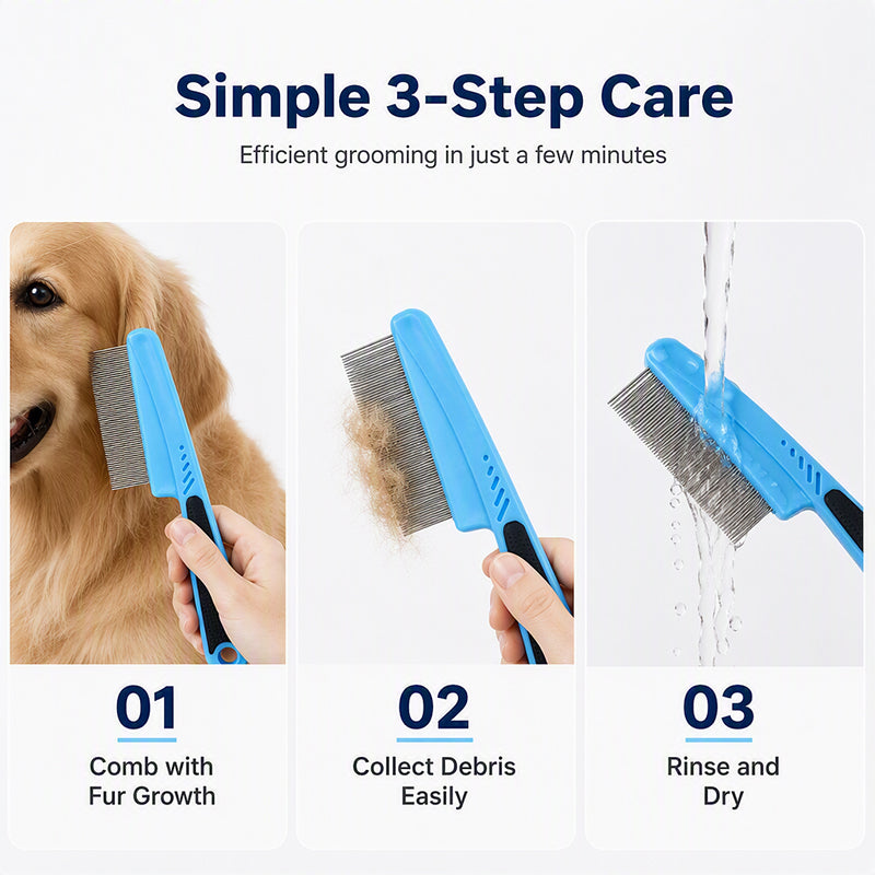 Remove Fleas Instantly! Ultra-Dense Stainless Steel Pet Comb
