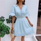 Chic V-Neck Dress with Lace Cutout Details