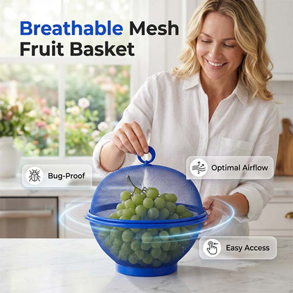 Keep Fruit Fresh Instantly! Breathable Mesh Basket with Draining Lid
