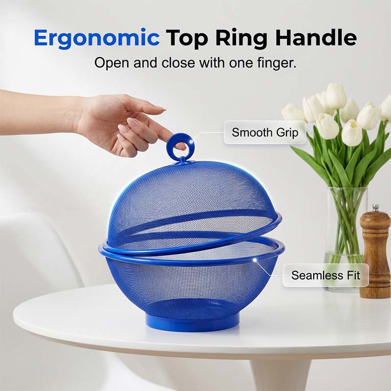 Keep Fruit Fresh Instantly! Breathable Mesh Basket with Draining Lid