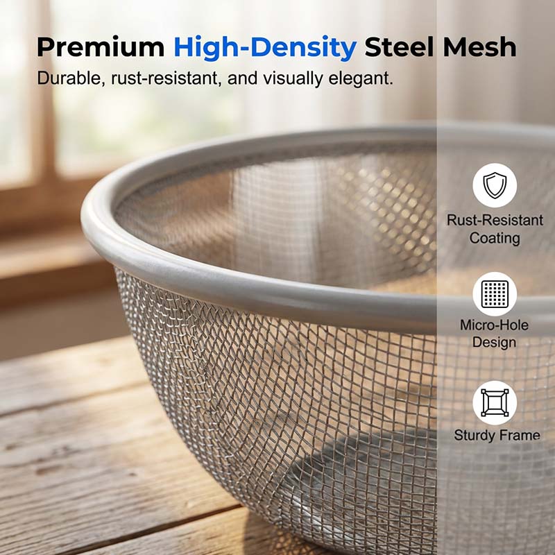 Keep Fruit Fresh Instantly! Breathable Mesh Basket with Draining Lid