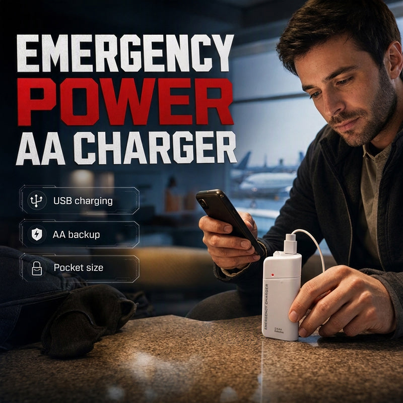 Emergency AA Phone Charger – USB Backup & Compact Design, No More Dead Battery