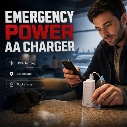 Emergency AA Phone Charger – USB Backup & Compact Design, No More Dead Battery