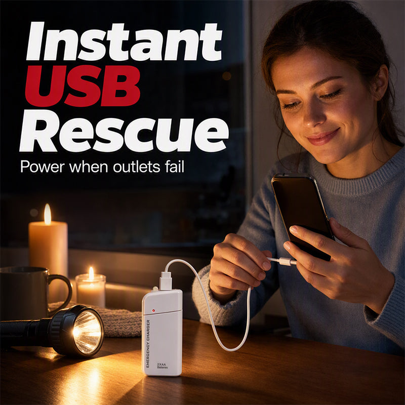Emergency AA Phone Charger – USB Backup & Compact Design, No More Dead Battery