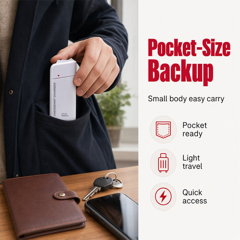 Emergency AA Phone Charger – USB Backup & Compact Design, No More Dead Battery