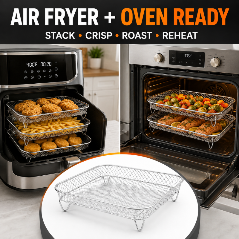 Cook 3 Layers Instantly! Stackable Stainless Steel Air Fryer Rack
