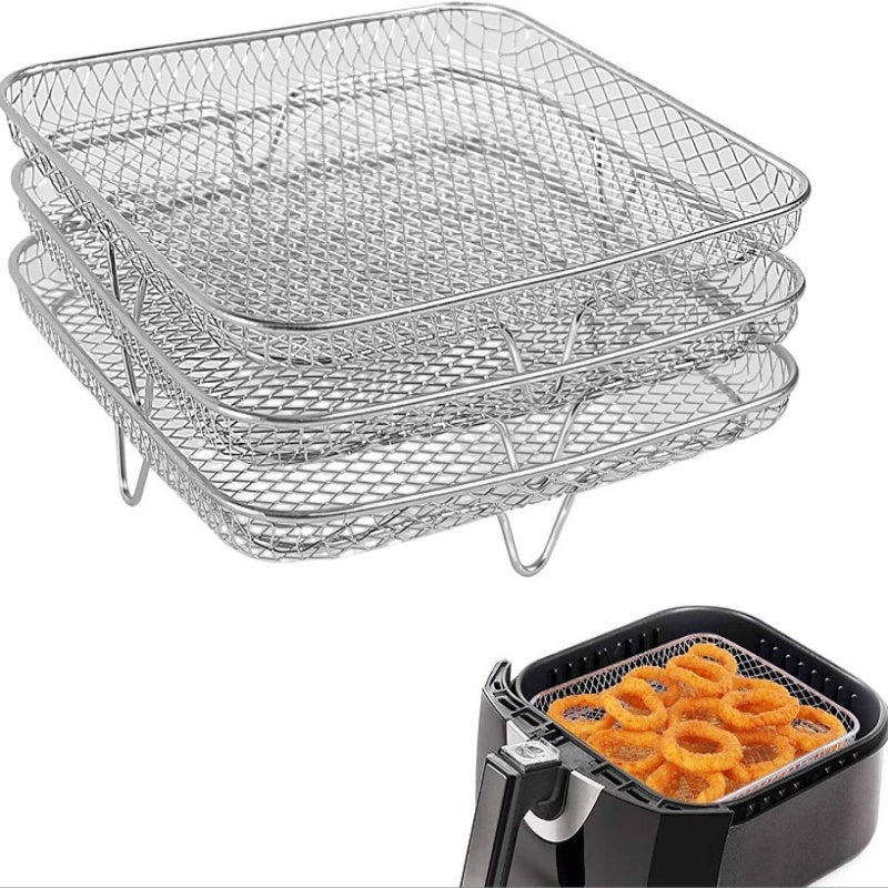 Cook 3 Layers Instantly! Stackable Stainless Steel Air Fryer Rack