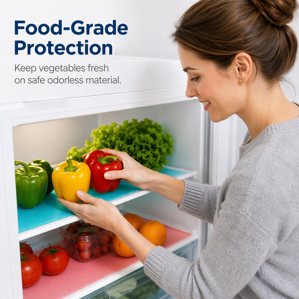 Protect Shelves Instantly! No-Slip Cut-to-Fit Fridge Liners