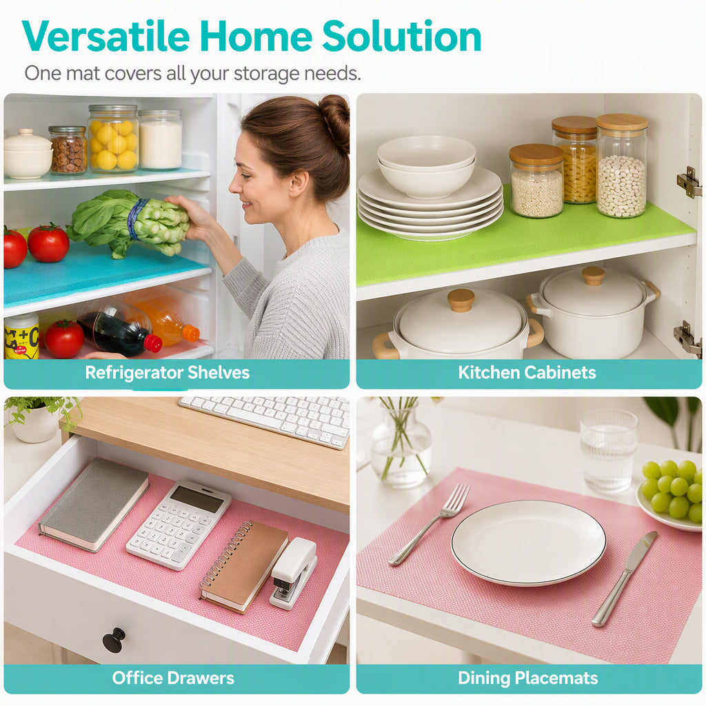 Protect Shelves Instantly! No-Slip Cut-to-Fit Fridge Liners