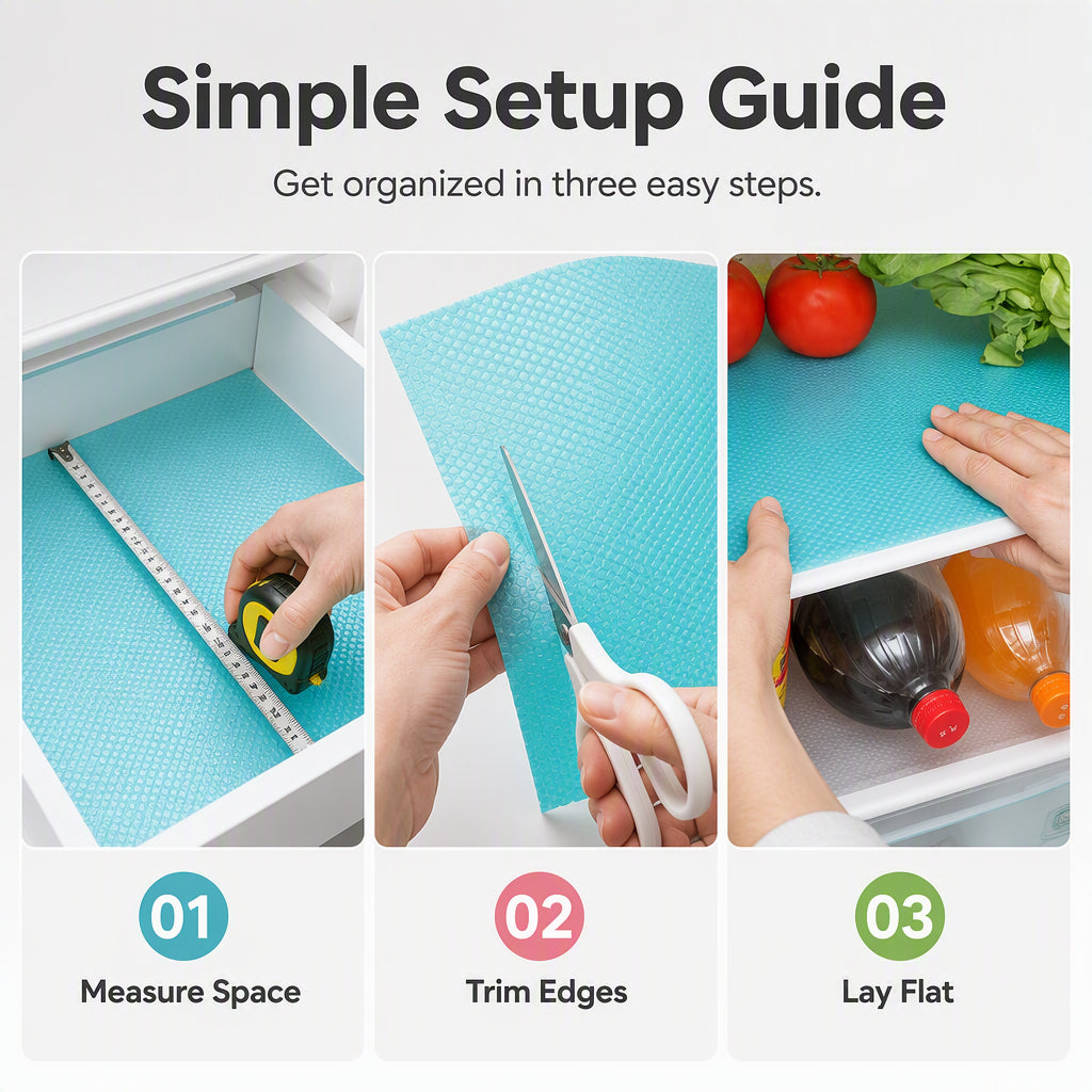 Protect Shelves Instantly! No-Slip Cut-to-Fit Fridge Liners