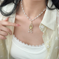 Elegant Peacock Pendant Faux Pearl Necklace