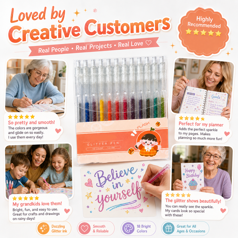 Sparkle on Any Page! No-Smudge Quick-Dry Glitter Pens
