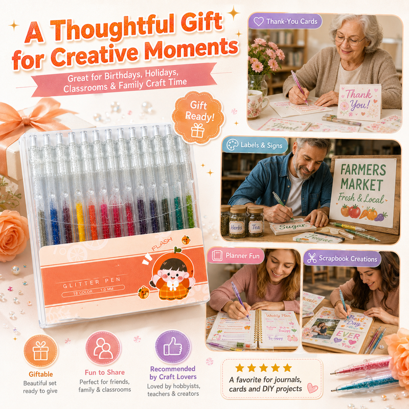 Sparkle on Any Page! No-Smudge Quick-Dry Glitter Pens
