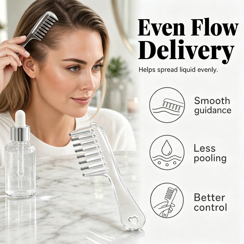 Apply Scalp Care Instantly! Precision Liquid Applicator Comb