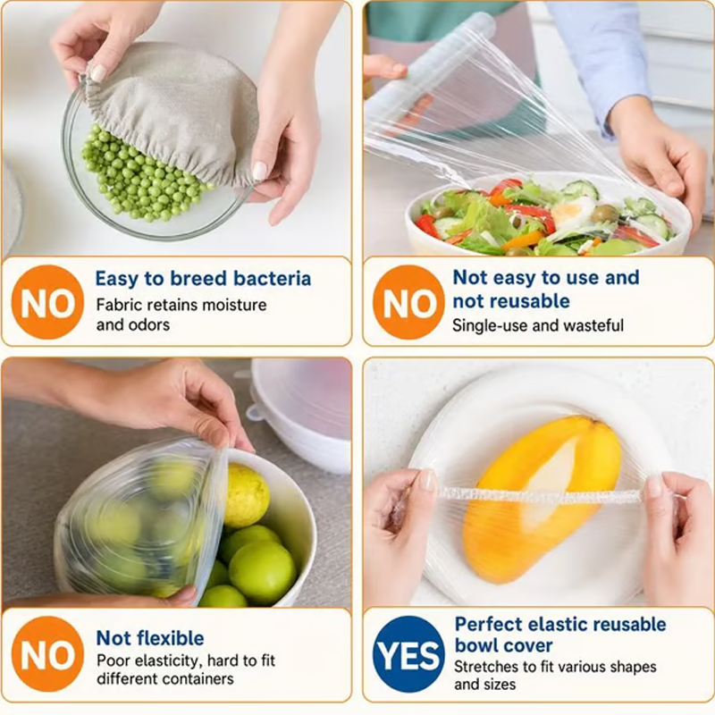 Seal Any Bowl Instantly! Stretch-Fit No-Slip Covers for Food, Shoes & Hair