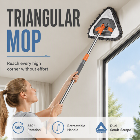 Clean High Corners Instantly! 360° Swivel Triangular Mop