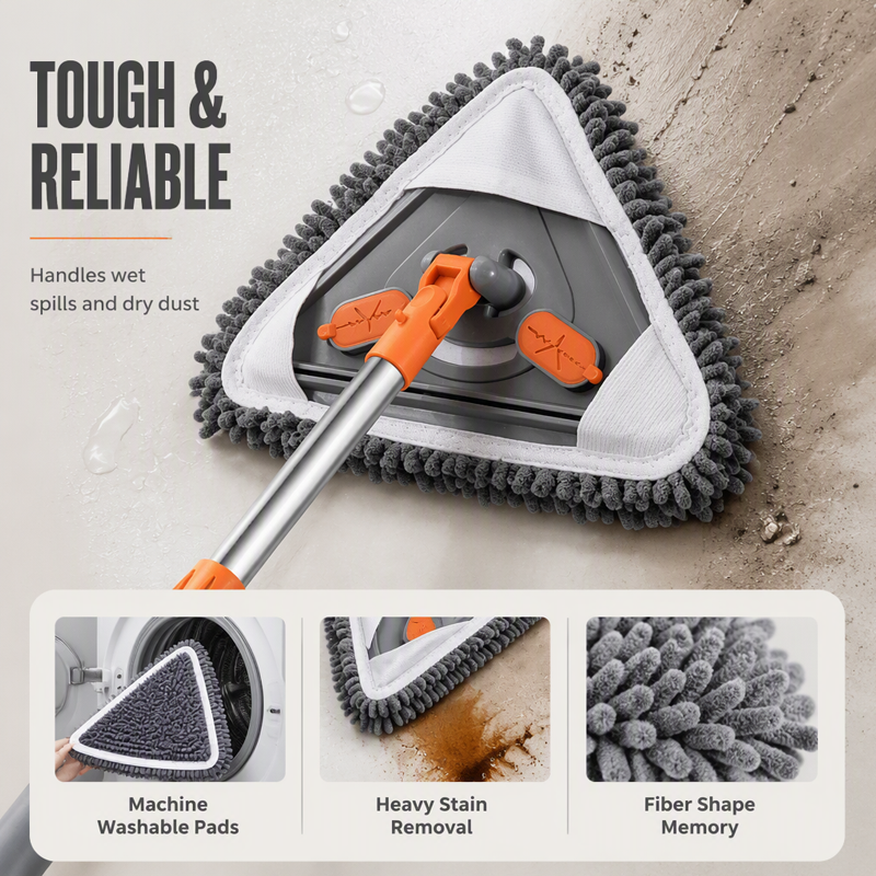 Clean High Corners Instantly! 360° Swivel Triangular Mop