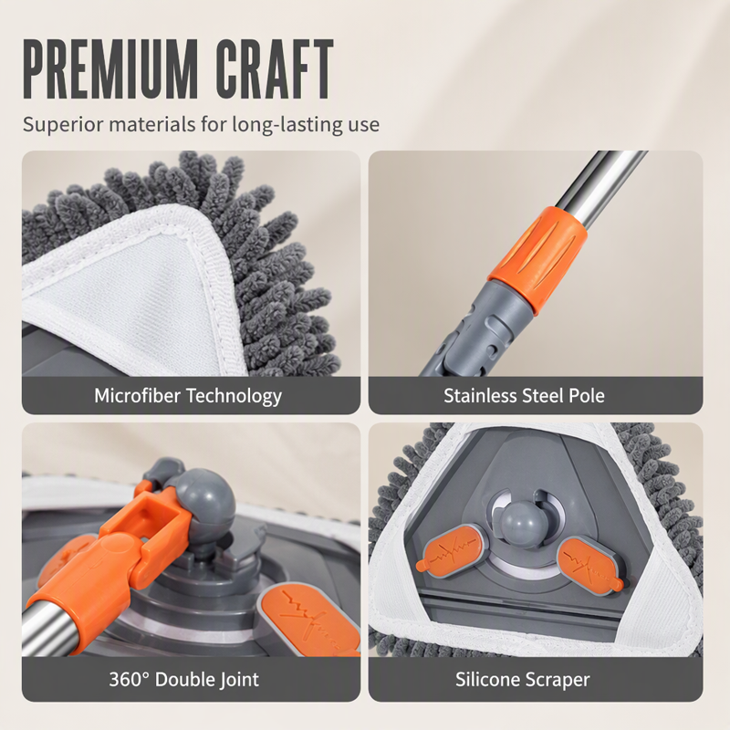 Clean High Corners Instantly! 360° Swivel Triangular Mop