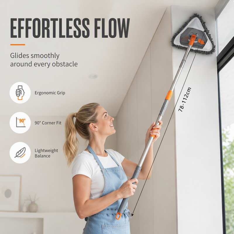 Clean High Corners Instantly! 360° Swivel Triangular Mop